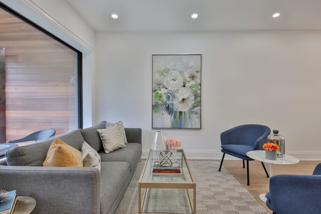 elegant living room with art